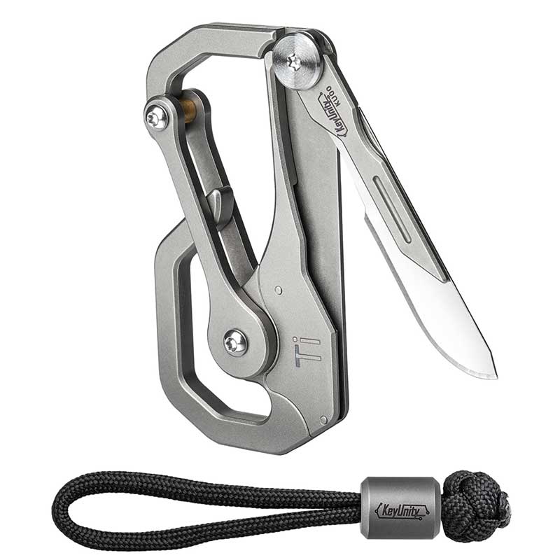 Mini Titanium Alloy Keychain Knife Carabiner Pocket Folding Knife
